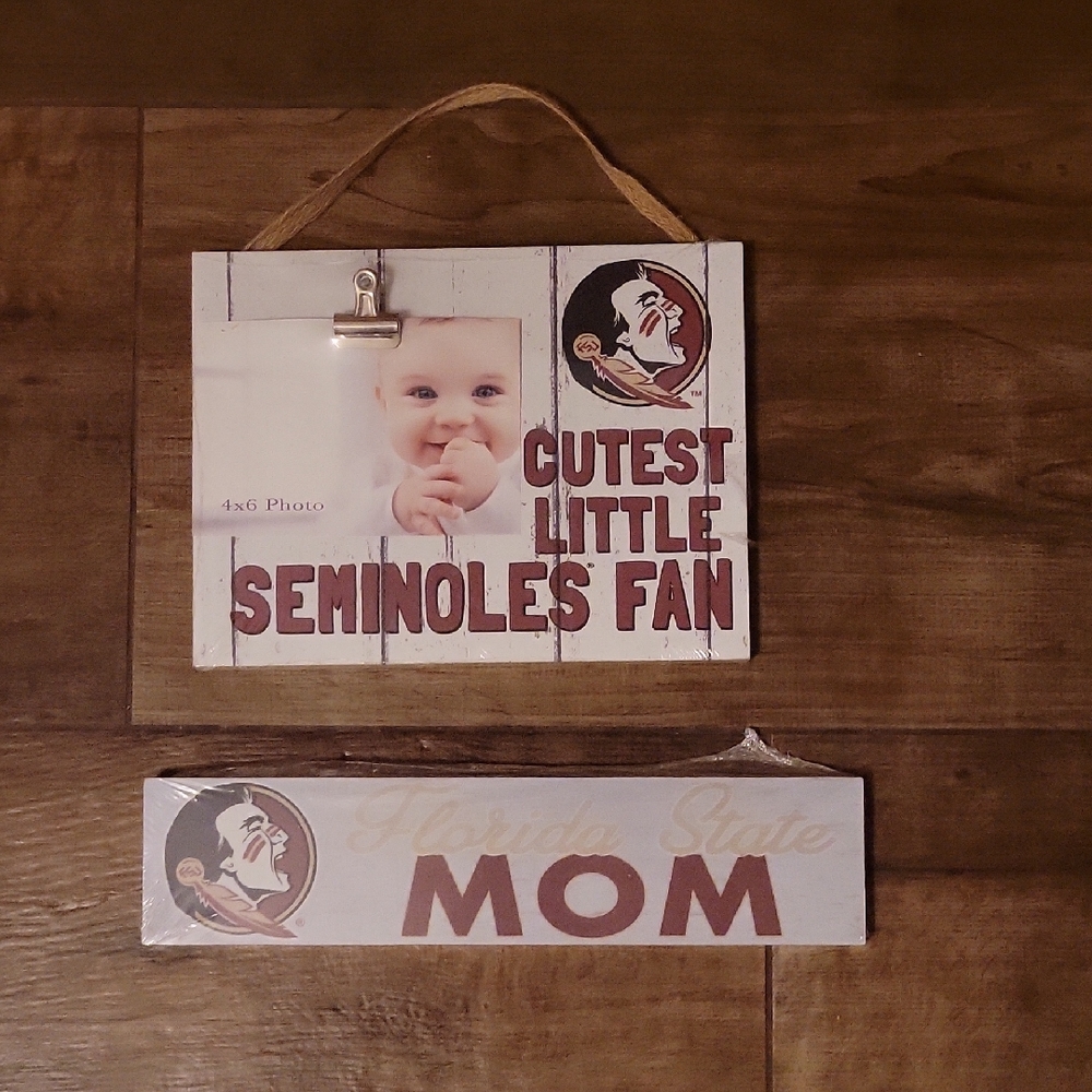 NWT: FSU Seminoles Cutest Little Seminole Fan Photo Frame and FSU Mom Block